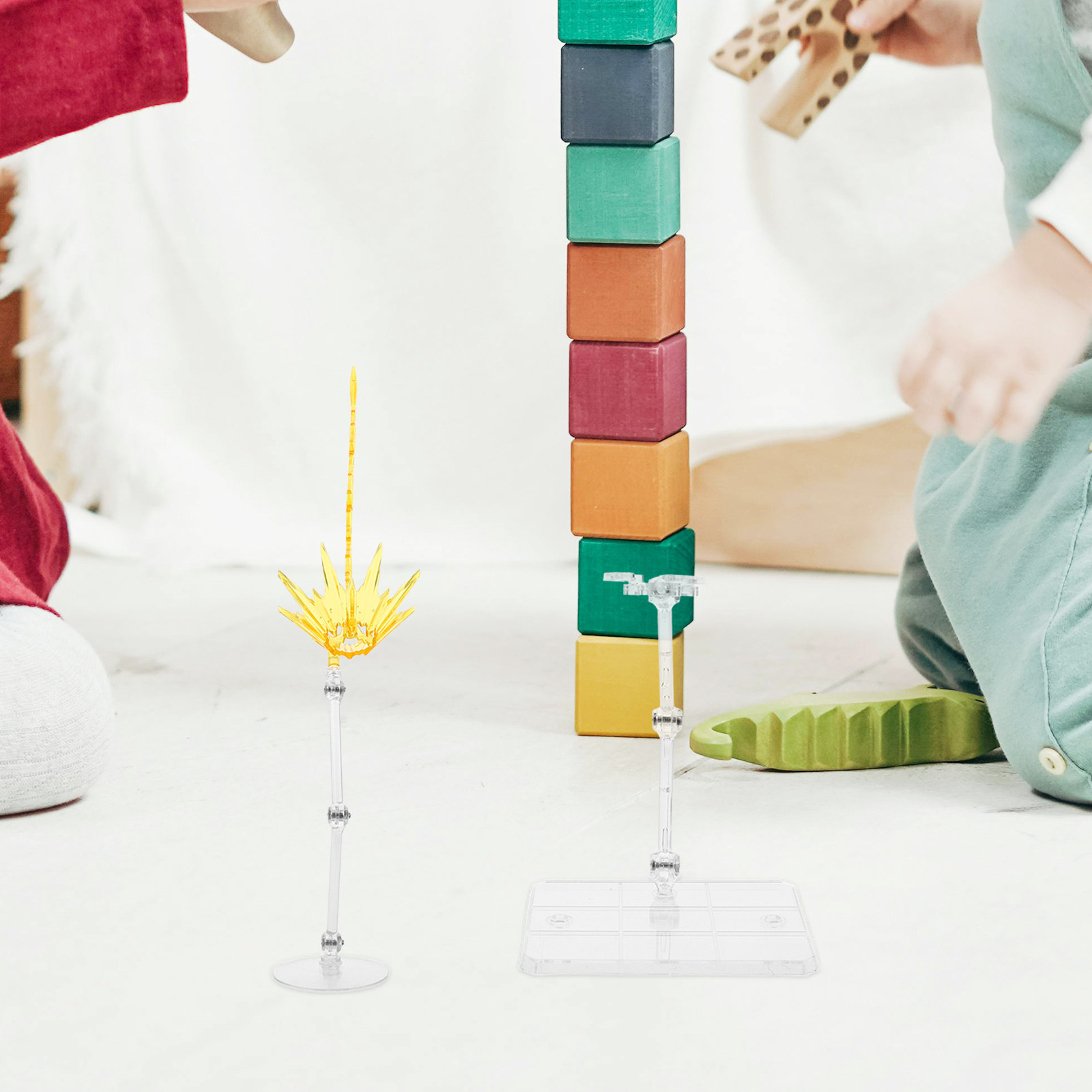 Action Figure Stand - ขาตั้งโชว์ฟิกเกอร์แบบปรับได้ 2 ชิ้น ฐานโชว์แบบโปร่งใสสำหรับสะสม