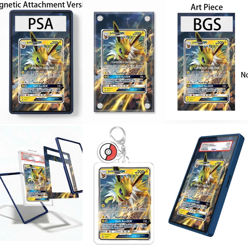 Display Case Acrylic - ของสะสมสำหรับแฟนๆ อนิเมะโปเกมอนซันแอนด์มูน โจลเทียน-GX พร้อมเคสป้องกันอะคริลิกแบบรีไซเคิลได้และพวงกุญแจ