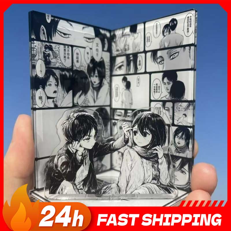 Figma Stand Set - ของสะสมอนิเมะ มินิแอคทิ้งไจแอนท์ส 2026 ฉากเอเรนและมิคาสะ อะคริลิคสแตนด์ DIY