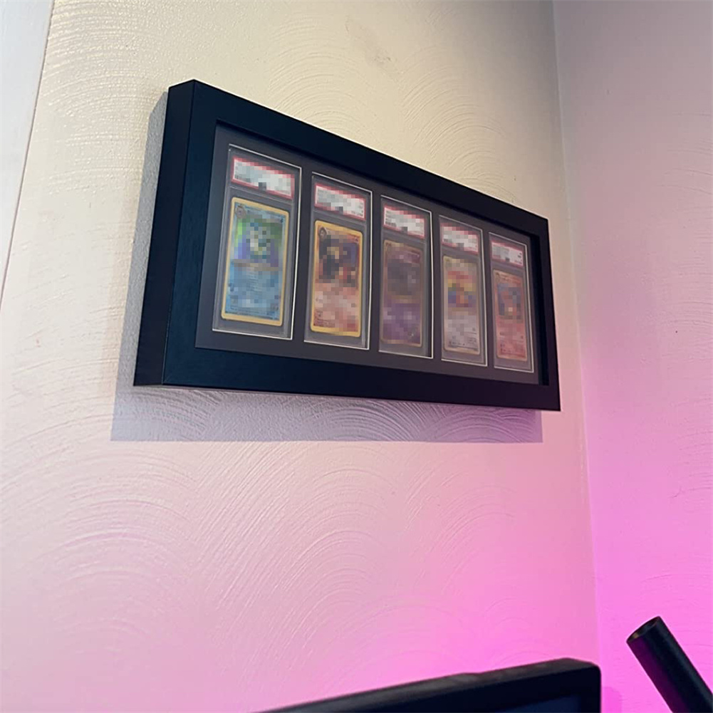 Graded Card Display - กล่องใส่การ์ดกีฬาแบบไม้ 3-9 ช่อง พร้อมกรอบและฐานตั้ง ป้องกันการ์ดอย่างดี