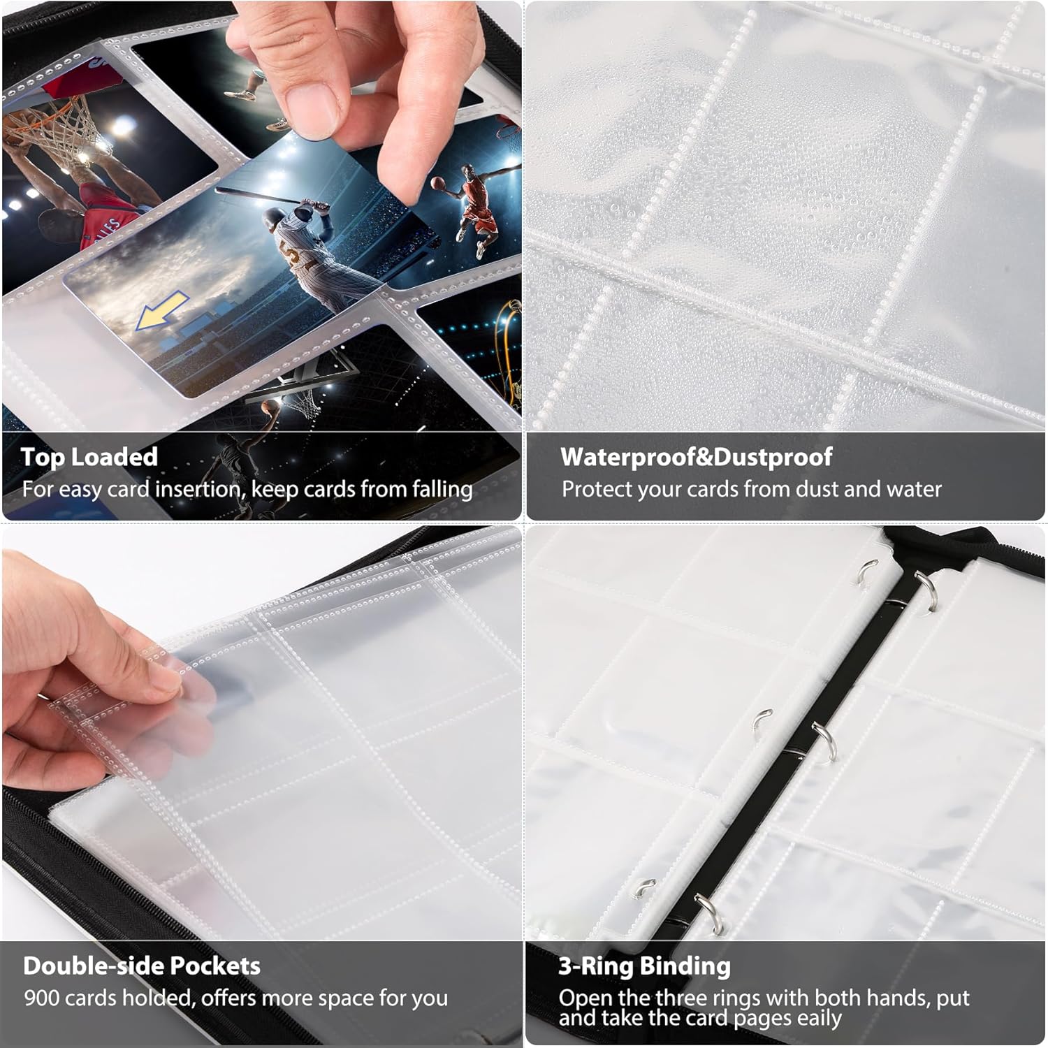 แฟ้มใส่การ์ด 3 ห่วง, 900 ช่องใ - Trading Card Binder บทวิจารณ์และราคา
